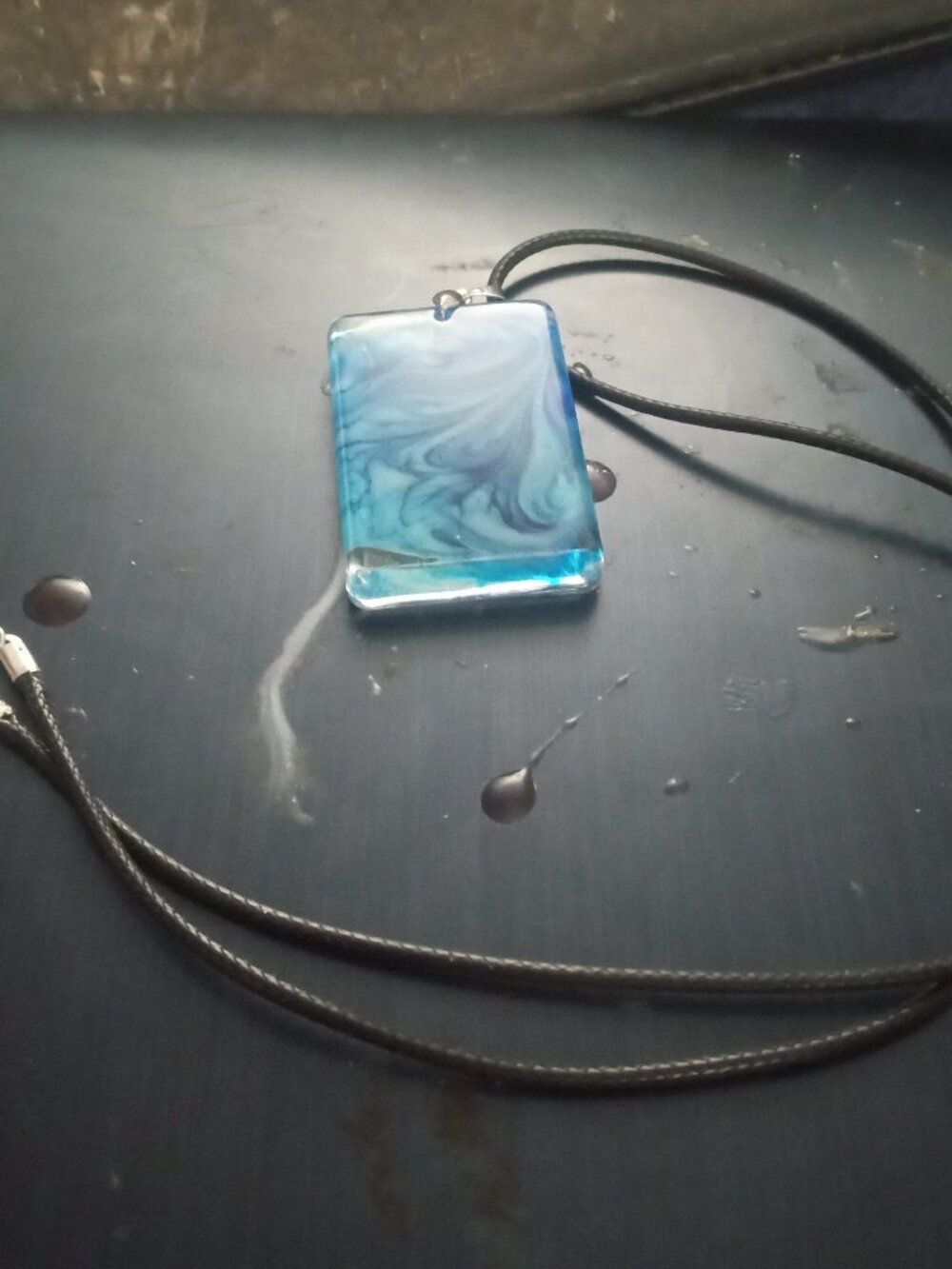 Handmade Blue Swirl Pendant Necklace
